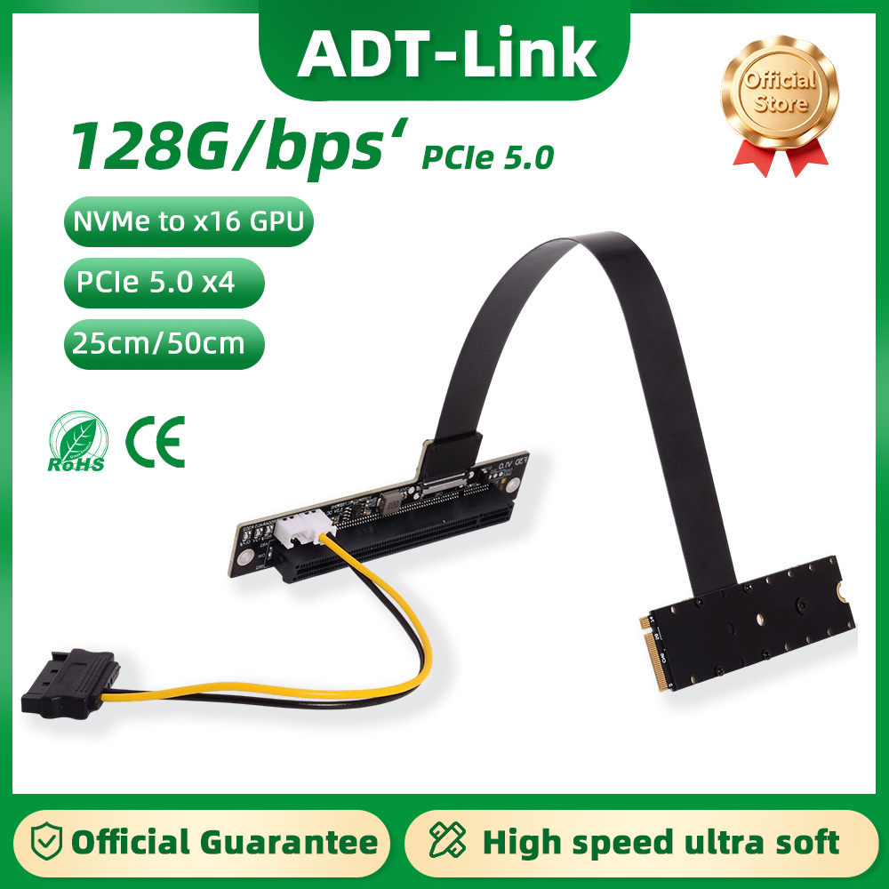 Pcie Riser Cable - ADT-Link PCIe 5.0 M.2 NGFF NVMe