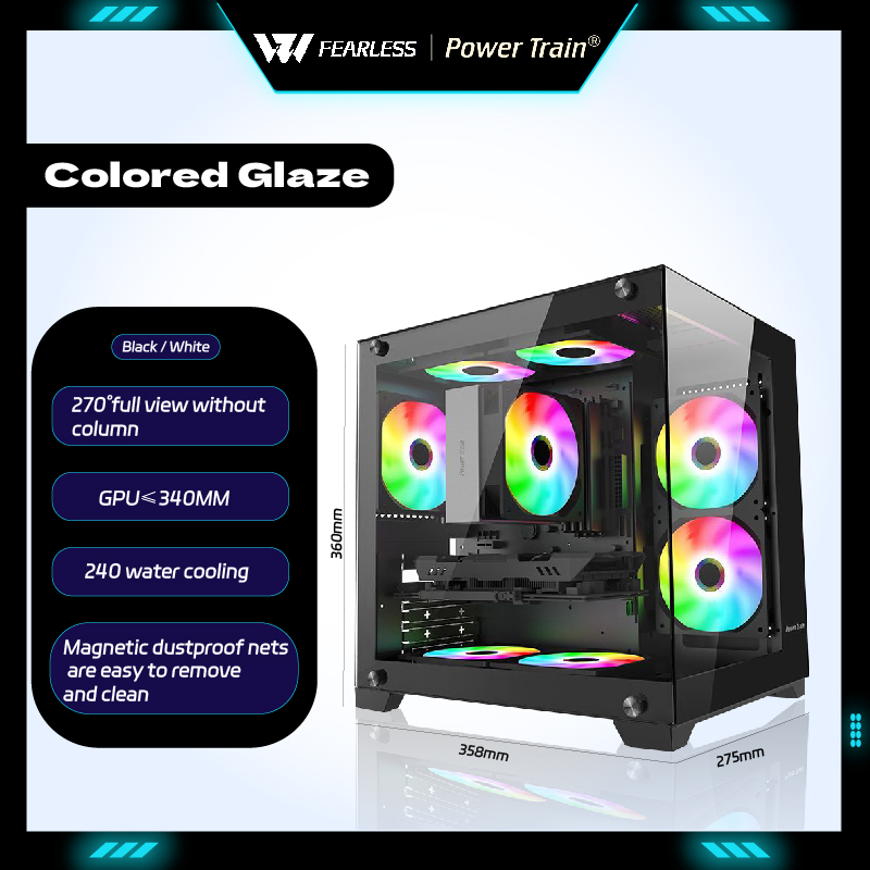 Pc Gaming Liquid - Power Train Coloured Glaze MATX Gabinetes