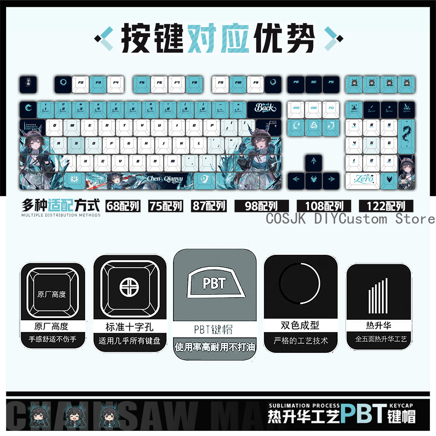 122 Keys Anime Chen Qianyu Ark - огляд і ціна Mechanical Keyboard