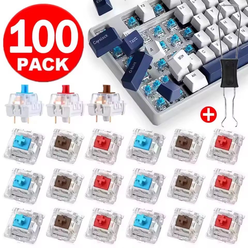 10-30Pcs 3 Pin Blue Red Brown  - огляд і ціна Mechanical Keyboard