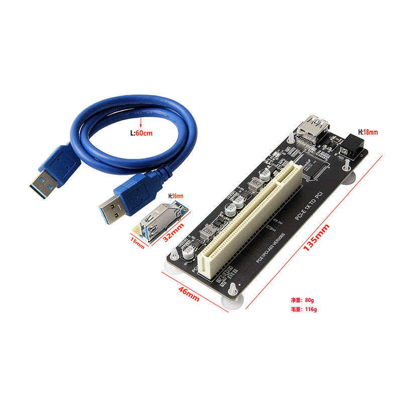 PCI E PCI-E PCI Express X1 to  - огляд і ціна Pcie Riser Cable